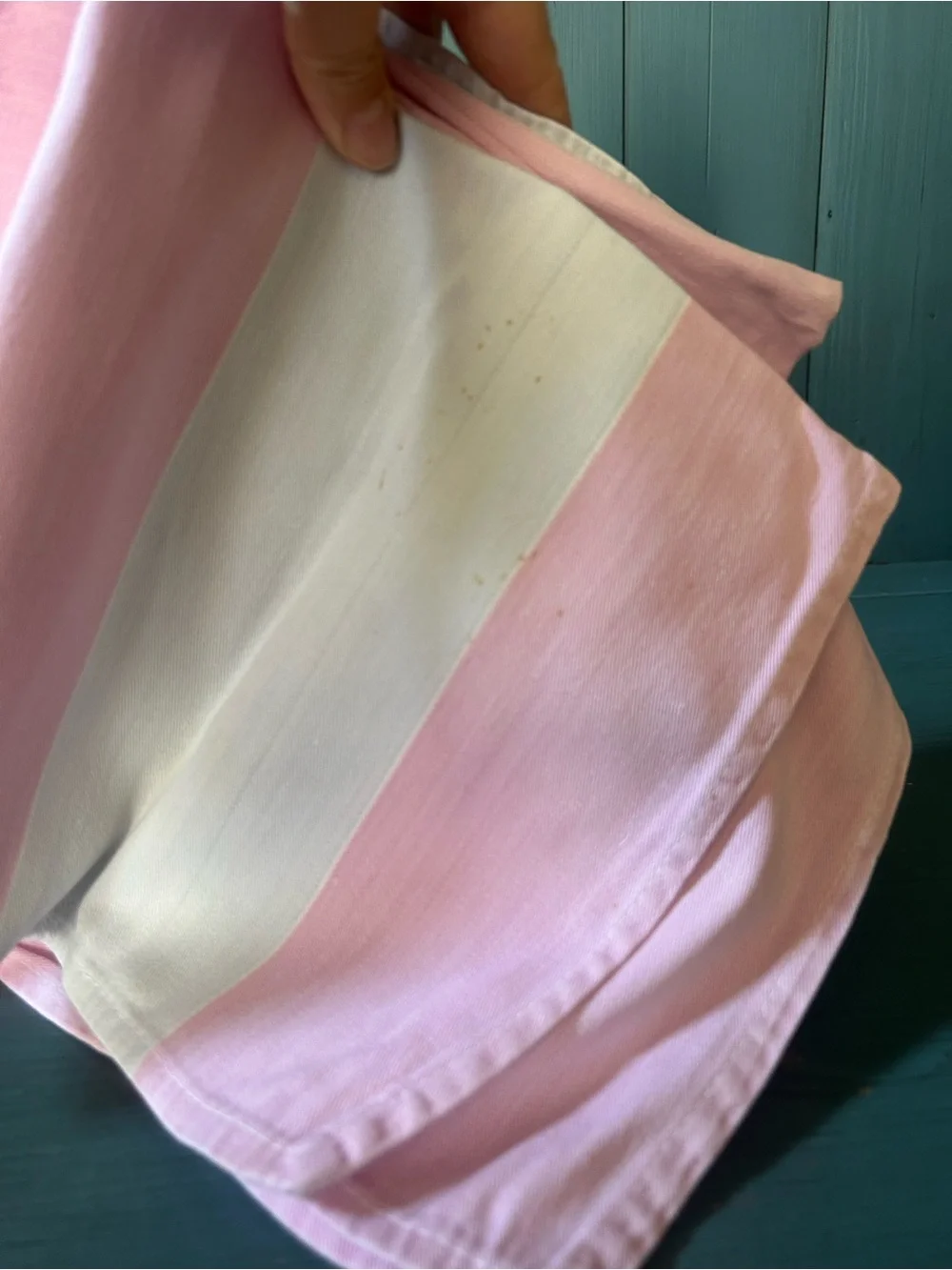 Vintage Hamptons Soft Pink and White Striped Cotton Table Napkins - Set of 4